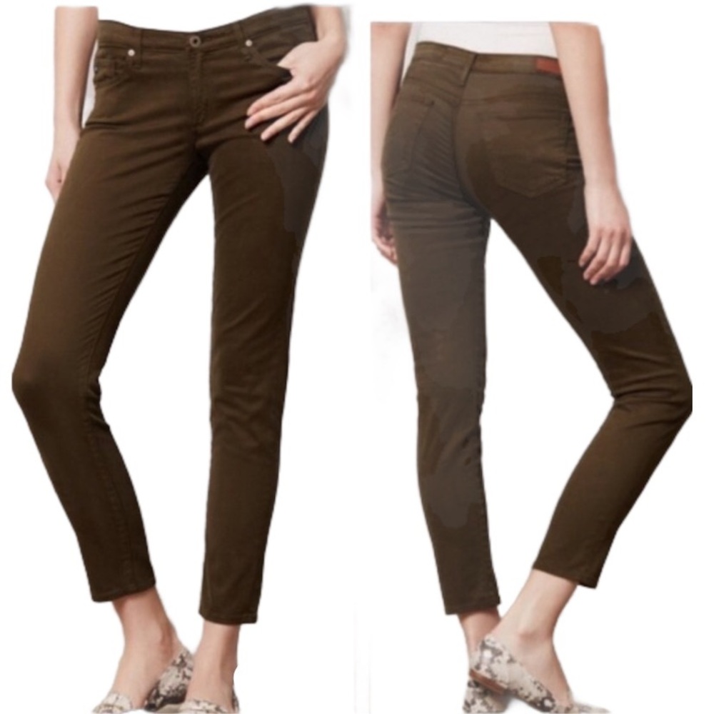 Adriano Goldschmied Ag Stevie Slim Straight Ankle Brown. Olive Green Jeans - 29